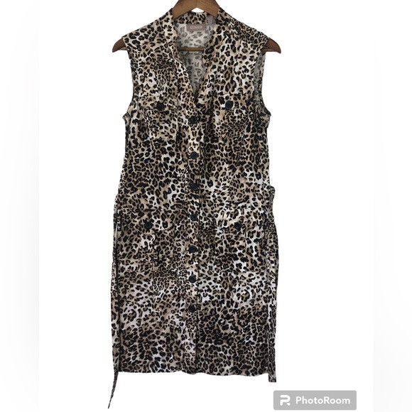Chico’s Sleeveless Leopard Print Tie Waist Dress Size 1 (M/8) - Picture 2 of 8